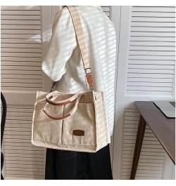 Corduroy Tote Bag for Women Crossbody Bag Casual Shoulder Bags Top Handle Handbag Hobo Tote Bags Purses Large White $16.61 Totes