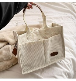 Corduroy Tote Bag for Women Crossbody Bag Casual Shoulder Bags Top Handle Handbag Hobo Tote Bags Purses Large White $16.61 Totes