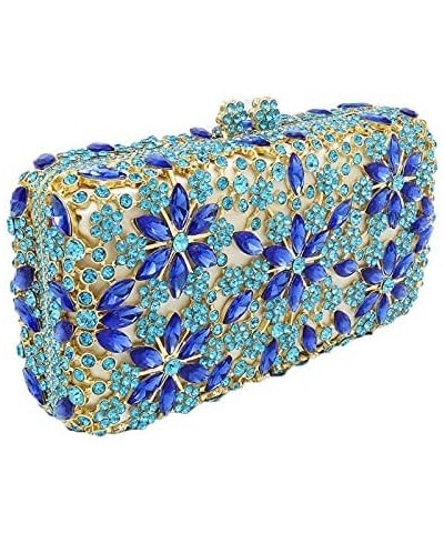 Women Snowflake Evening Bags Wedding Bridal Flower Crystal Clutch Purse Party Box Rhinestone Handbag Light Blue $45.89 Evenin...