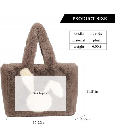 Fluffy Tote Bag for Women, Cute Fuzzy Tote Handbag Faux Fur Bag Furry Purse C-coffee $11.59 Totes