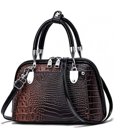 Women Stylish Pu Leather Hand Bags Chain Crocodile Pattern Crossbody Bag Handbag Handle Shoulder Totes (Khaki,26 * 12 * 16CM)...