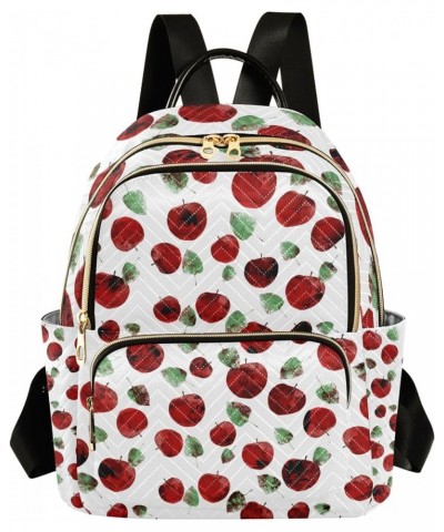 Watercolor Red Apples Backpack Purse for Women, Anti Theft Backpack Small Travel Backpack Shoulder Bag Small(11.41'' x 6.1'' ...