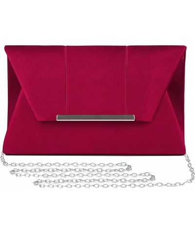 Evening Clutch Purse Prom Party Envelope Bag Elegant Formal Wedding Envelope Handbag Burgundy $12.69 Evening Bags