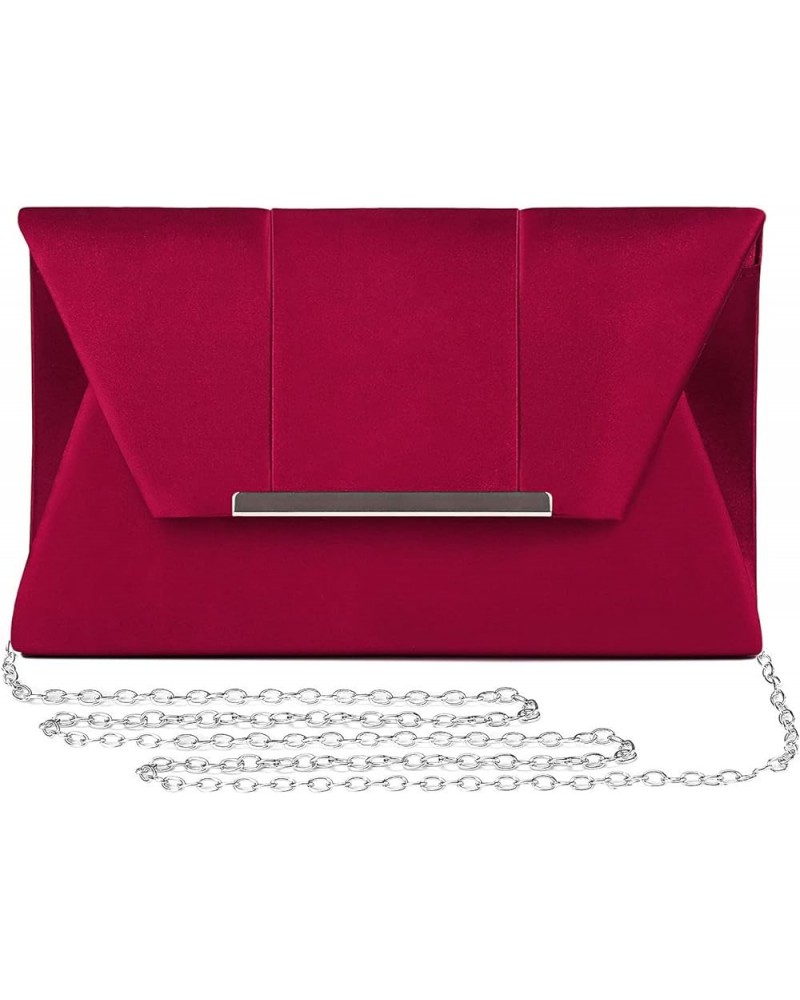 Evening Clutch Purse Prom Party Envelope Bag Elegant Formal Wedding Envelope Handbag Burgundy $12.69 Evening Bags