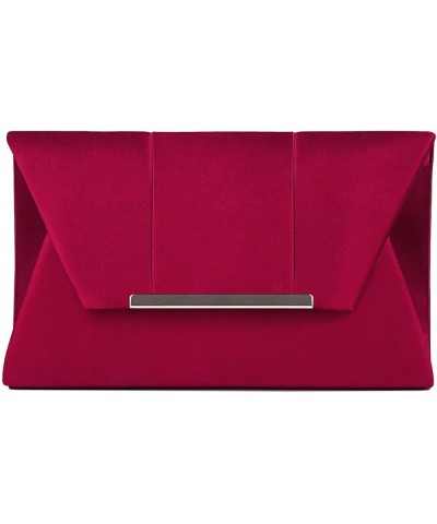 Evening Clutch Purse Prom Party Envelope Bag Elegant Formal Wedding Envelope Handbag Burgundy $12.69 Evening Bags