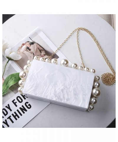 Acrylic Evening Handbag Pearl Women's Clutch Shoulder Bag Crossbody Bag Square Box Wedding Cocktail Party Prom E $33.38 Satchels