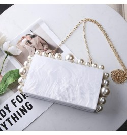 Acrylic Evening Handbag Pearl Women's Clutch Shoulder Bag Crossbody Bag Square Box Wedding Cocktail Party Prom E $33.38 Satchels