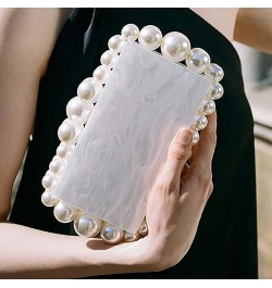 Acrylic Evening Handbag Pearl Women's Clutch Shoulder Bag Crossbody Bag Square Box Wedding Cocktail Party Prom E $33.38 Satchels