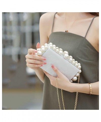 Acrylic Evening Handbag Pearl Women's Clutch Shoulder Bag Crossbody Bag Square Box Wedding Cocktail Party Prom E $33.38 Satchels