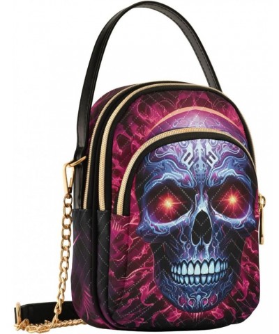 Gothic Skull Small Crossbody Bags for Women Cell Phone Shoulder Purse Handbags Wallet 21214385 $14.27 Crossbody Bags