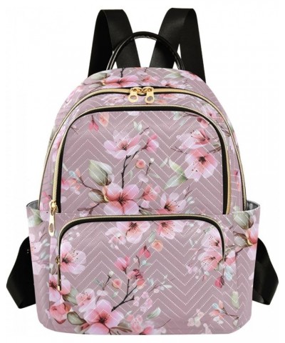 Pink Peach Blossom Fashion Travel Backpack for Women Multi Pockets Lightweight Purse for Women-M Multicolor Medium $17.50 Bac...