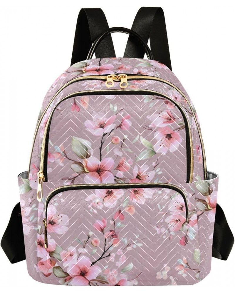 Pink Peach Blossom Fashion Travel Backpack for Women Multi Pockets Lightweight Purse for Women-M Multicolor Medium $17.50 Bac...