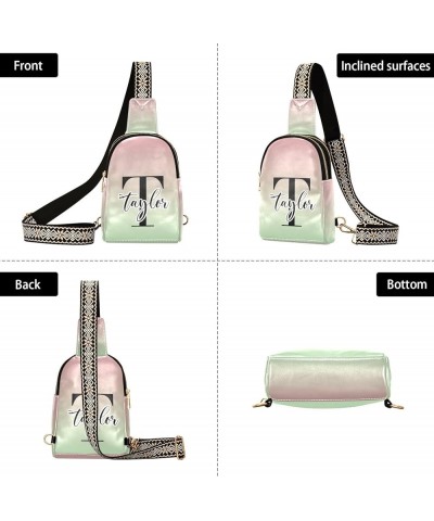 Custom Green Gradient Sling Bag for Women Personalized Leather Crossbody Bags Anti Theft Crossbody Bags Satchel Bags with Adj...