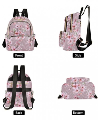 Pink Peach Blossom Fashion Travel Backpack for Women Multi Pockets Lightweight Purse for Women-M Multicolor Medium $17.50 Bac...