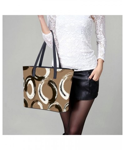 Womens Handbag Circles Pattern Leather Tote Bag Top Handle Satchel Bags For Lady $16.10 Totes