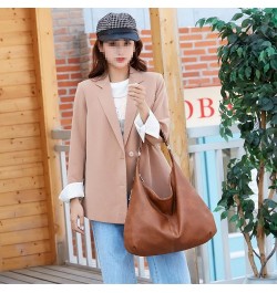 Women PU Leather Handbag Shoulder Bags Work Tote Bag Top Handle Bag Ladies Designer Purses Satchel(Red) Brown $19.60 Totes