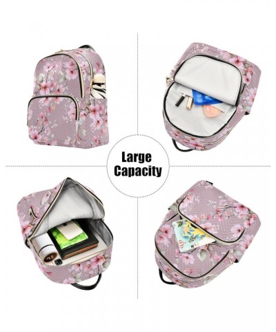 Pink Peach Blossom Fashion Travel Backpack for Women Multi Pockets Lightweight Purse for Women-M Multicolor Medium $17.50 Bac...