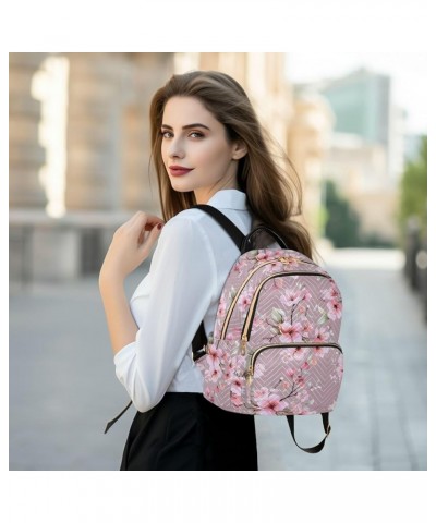 Pink Peach Blossom Fashion Travel Backpack for Women Multi Pockets Lightweight Purse for Women-M Multicolor Medium $17.50 Bac...