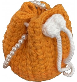 Handmade Knit Satchel Handbag for Women Top Handle Cotton Wool Wheat ears Mini Bucket Bag (rose) Orange $13.19 Handbags