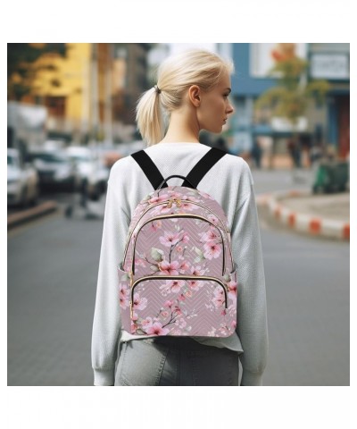 Pink Peach Blossom Fashion Travel Backpack for Women Multi Pockets Lightweight Purse for Women-M Multicolor Medium $17.50 Bac...