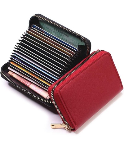 Women Credit Cards Holder, Small Leather Zipper Card Case Wallet Coins Purse for Women Red $5.93 Wallets