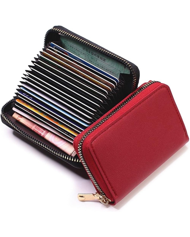 Women Credit Cards Holder, Small Leather Zipper Card Case Wallet Coins Purse for Women Red $5.93 Wallets