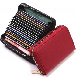 Women Credit Cards Holder, Small Leather Zipper Card Case Wallet Coins Purse for Women Red $5.93 Wallets