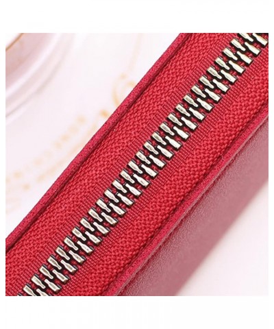 Women Credit Cards Holder, Small Leather Zipper Card Case Wallet Coins Purse for Women Red $5.93 Wallets