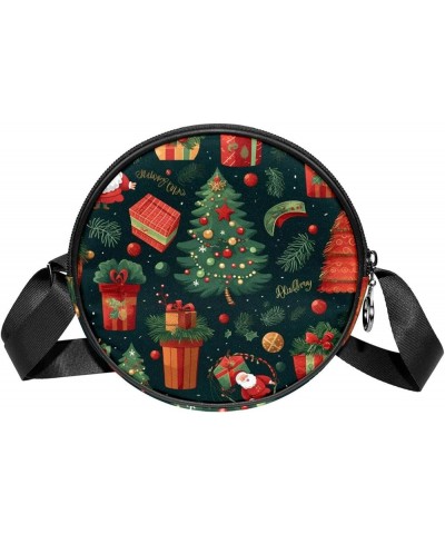 Women Fashionable Crossbody Bag – Versatile Round Bag for Every Occasion, Christmas Tree Print Color9 $12.59 Crossbody Bags