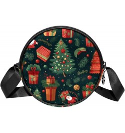 Women Fashionable Crossbody Bag – Versatile Round Bag for Every Occasion, Christmas Tree Print Color9 $12.59 Crossbody Bags