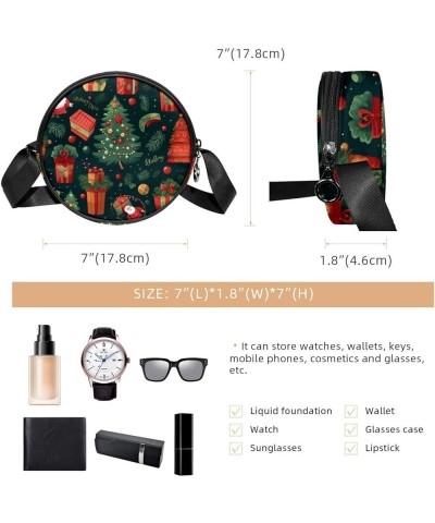 Women Fashionable Crossbody Bag – Versatile Round Bag for Every Occasion, Christmas Tree Print Color9 $12.59 Crossbody Bags