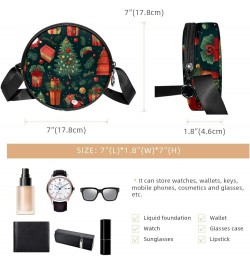 Women Fashionable Crossbody Bag – Versatile Round Bag for Every Occasion, Christmas Tree Print Color9 $12.59 Crossbody Bags