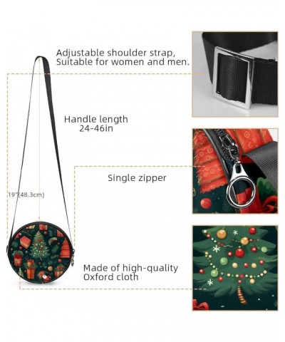 Women Fashionable Crossbody Bag – Versatile Round Bag for Every Occasion, Christmas Tree Print Color9 $12.59 Crossbody Bags