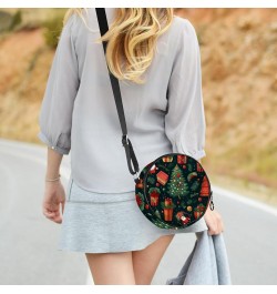 Women Fashionable Crossbody Bag – Versatile Round Bag for Every Occasion, Christmas Tree Print Color9 $12.59 Crossbody Bags