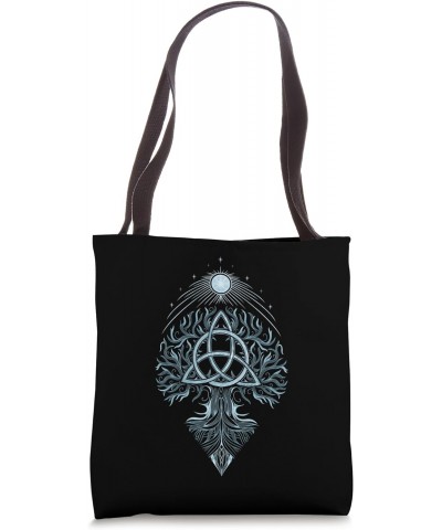 Yggdrasil World Tree in Winter with Celtic Triquetra Symbol Tote Bag $9.40 Totes