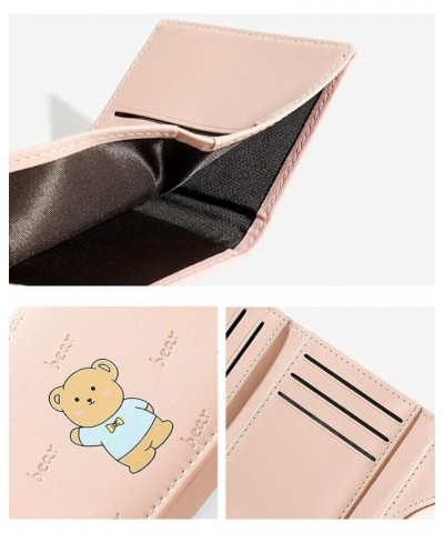 Women Wallet Leather Cute Bear Pattern Trifold Small Credit Card Case Holder Organizer with ID Window for Girls (Black) Yello...