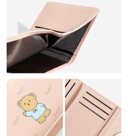 Women Wallet Leather Cute Bear Pattern Trifold Small Credit Card Case Holder Organizer with ID Window for Girls (Black) Yello...