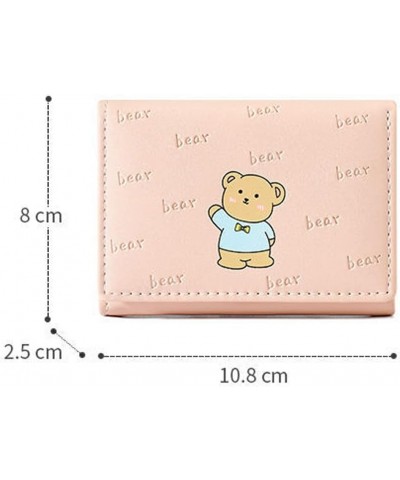 Women Wallet Leather Cute Bear Pattern Trifold Small Credit Card Case Holder Organizer with ID Window for Girls (Black) Yello...