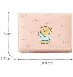 Women Wallet Leather Cute Bear Pattern Trifold Small Credit Card Case Holder Organizer with ID Window for Girls (Black) Yello...