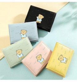 Women Wallet Leather Cute Bear Pattern Trifold Small Credit Card Case Holder Organizer with ID Window for Girls (Black) Yello...