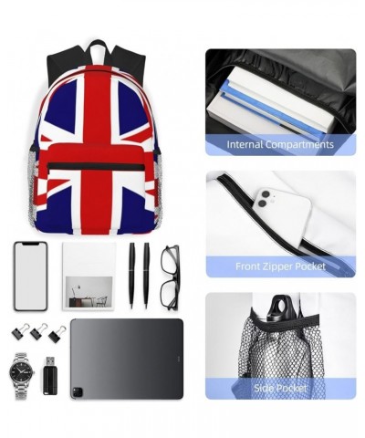 Uk Flag Print Unisex Backpack Trendy,Durable Travel Bag Sports Beach Backpack Lightweight Backpack Black One Size $16.61 Back...