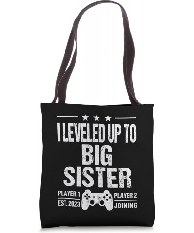 I Leveled Up To Big Sister Est 2023 - Funny New Sister Gamer Tote Bag $11.00 Totes