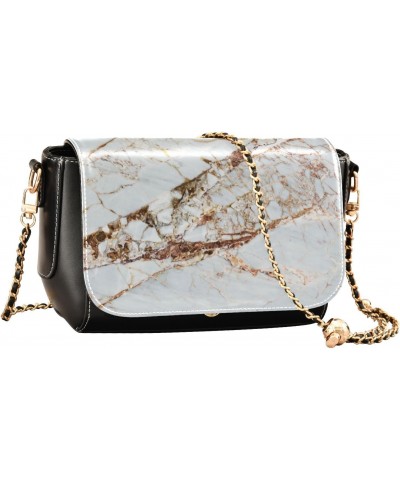 Crossbody Handbag Gold Grey Marble PU Leather Shoulder Bag Sturdy Travel Pouch Compact Chic Bag for Women Everyday Use Holida...