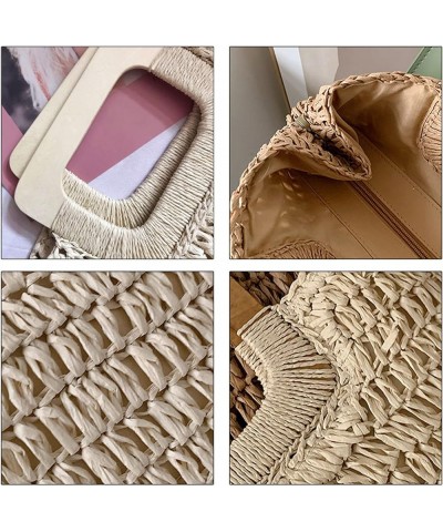 Straw Tote Bag with Wooden Handle Women Hobo Woven Handbag Summer Beach Travel Brown $9.48 Totes