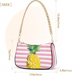 Summer Pineapple Pink Stripe Small Shoulder Bags for Women Handbags Mini Clutch Purse with Zipper $12.60 Shoulder Bags