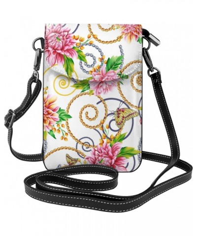 Flowers Chain Crossbody Wallet Phone Bag for Women Mini Shoulder Bag Cell Phone Purse $19.71 Crossbody Bags