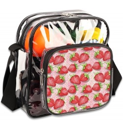 Strawberry Pink Stadium-Approved Clear Crossbody Bag with Colorful Print Design Strawberry Pink $13.67 Crossbody Bags