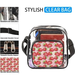 Strawberry Pink Stadium-Approved Clear Crossbody Bag with Colorful Print Design Strawberry Pink $13.67 Crossbody Bags