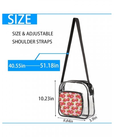 Strawberry Pink Stadium-Approved Clear Crossbody Bag with Colorful Print Design Strawberry Pink $13.67 Crossbody Bags