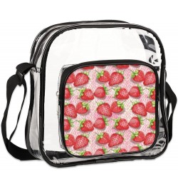 Strawberry Pink Stadium-Approved Clear Crossbody Bag with Colorful Print Design Strawberry Pink $13.67 Crossbody Bags